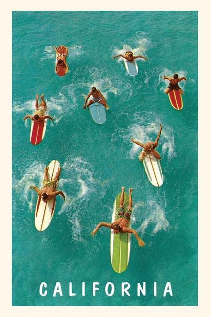Kniha Vintage Journal California Surfers with Colorful Boards 