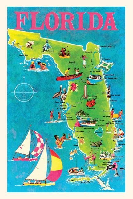 Carte Vintage Journal Map of Florida 