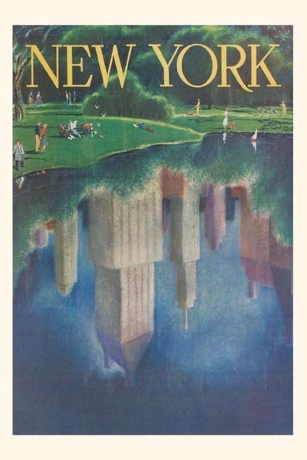Kniha Vintage Journal Art Deco Poster, Central Park Scene, New York City 