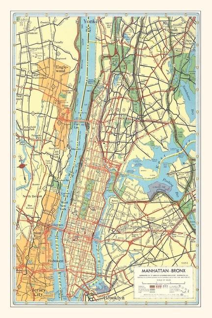 Book Vintage Journal Map of Manhattan and Bronx, New York 