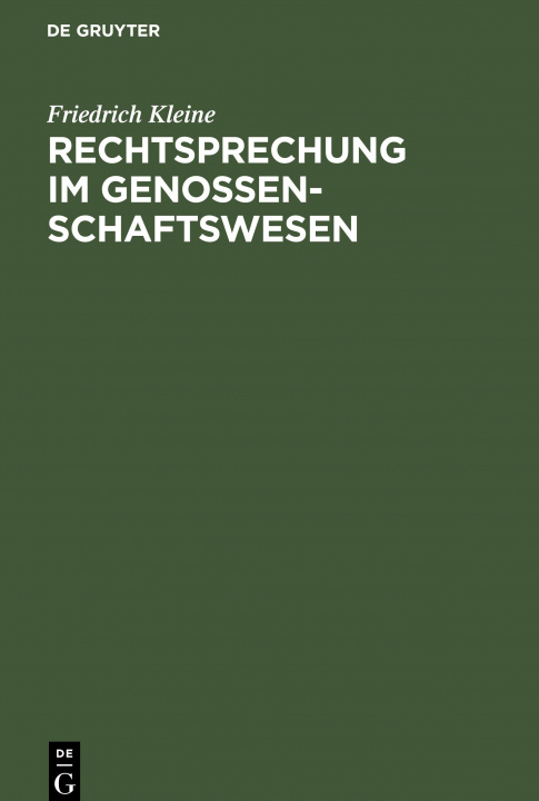 Книга Rechtsprechung im Genossenschaftswesen 