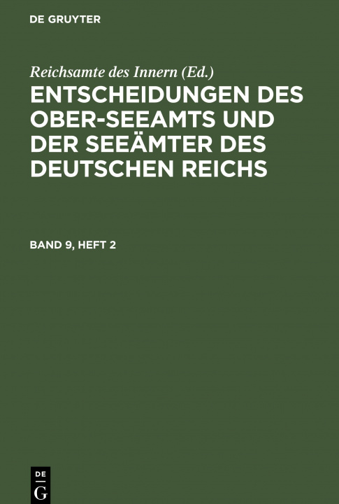 Książka Entscheidungen des Ober-Seeamts und der Seeamter des Deutschen Reichs 