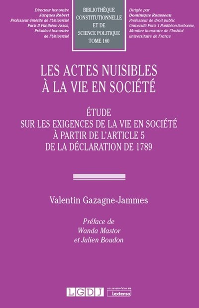 Kniha Les actes nuisibles à la vie en société GAZAGNE-JAMMES V.
