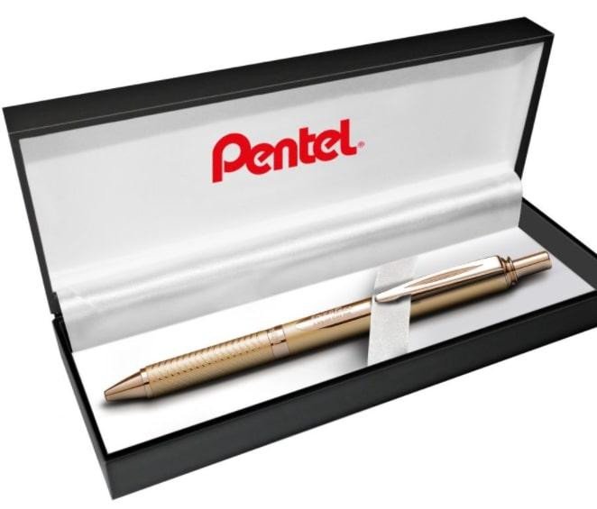 Papírszerek Pero gelové Pentel EnerGel BL407 - zlaté 0,7mm v dárkové krabičce 