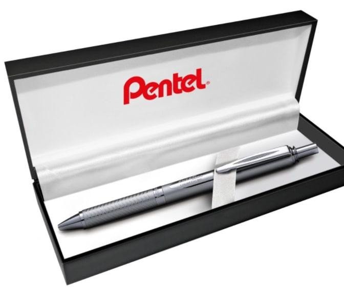 Papierenský tovar Pero gelové Pentel EnerGel BL407 - stříbrné 0,7mm v dárkové krabičce 