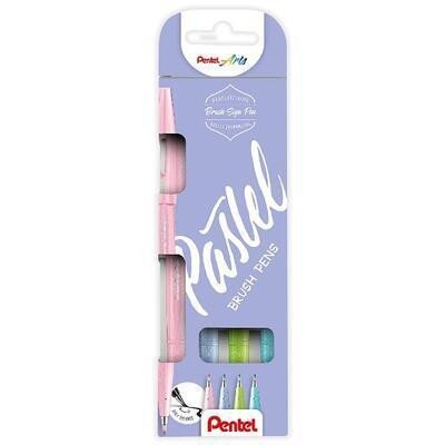 Książka Popisovač Pentel Arts Touch Brush Sign Pen - pastel 4 ks, sada 