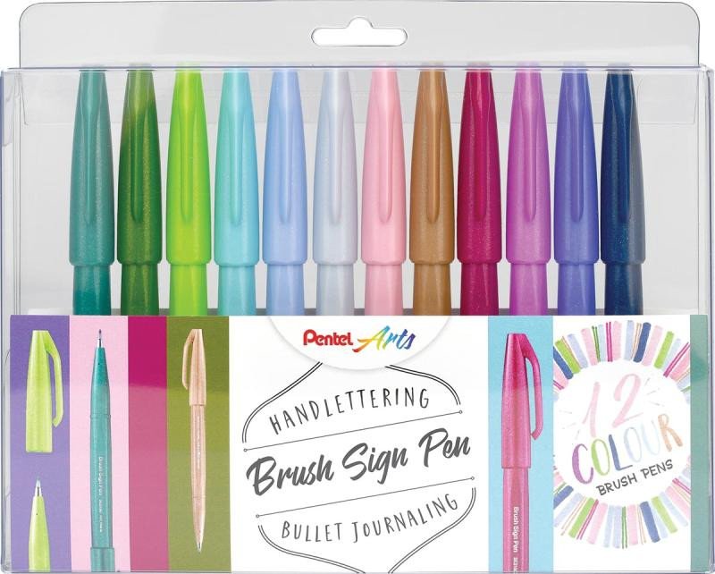 Kniha Popisovač Pentel Arts Touch Brush Sign Pen - pastel 12 ks, sada 