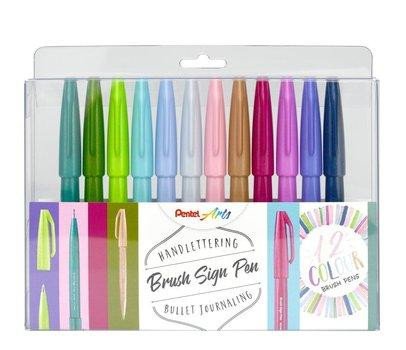 Kniha Popisovač Pentel Arts Touch Brush Sign Pen - 12 barev, sada 