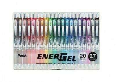 Kniha Pero gelové Pentel EnerGel BL77 - 20 barev 0,7mm / sada 