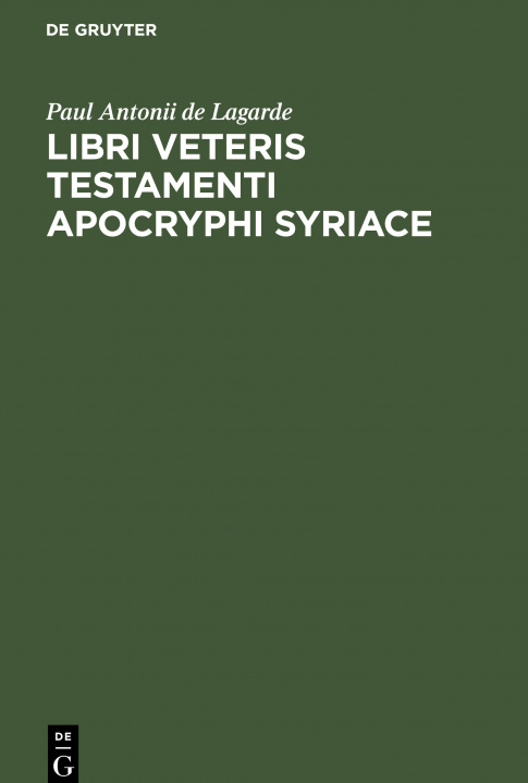 Kniha Libri Veteris Testamenti Apocryphi Syriace 