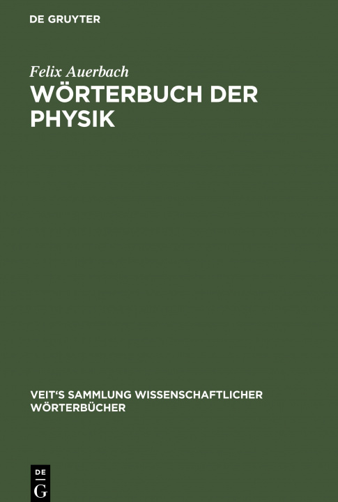 Book Woerterbuch der Physik Felix Auerbach