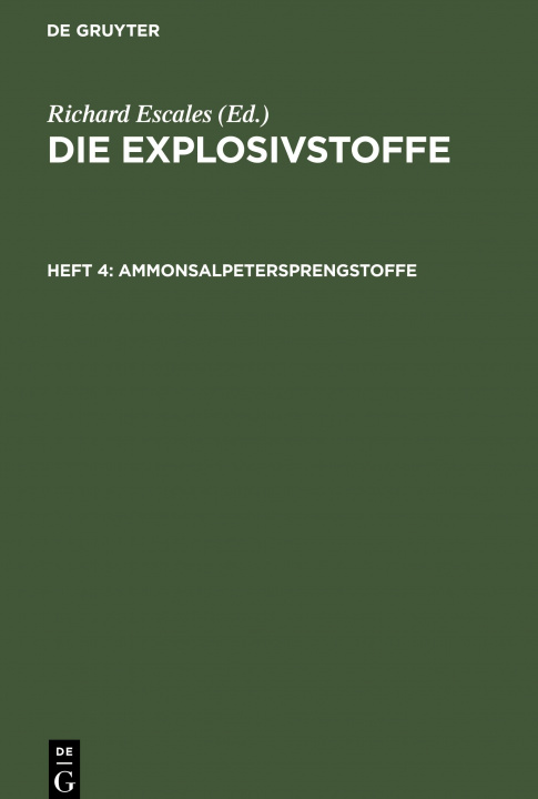 Book Ammonsalpetersprengstoffe Richard Escales