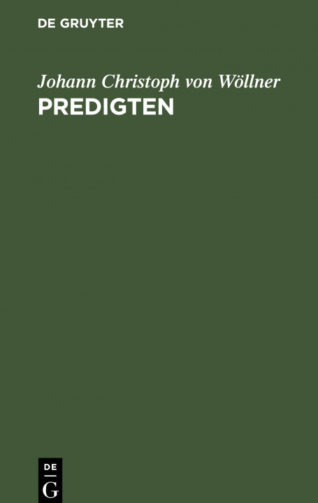Knjiga Predigten Johann Christoph von Wöllner
