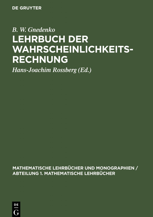 Książka Lehrbuch der Wahrscheinlichkeitsrechnung Hans-Joachim Rossberg
