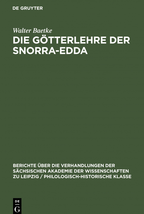Книга Goetterlehre der Snorra-Edda Walter Baetke