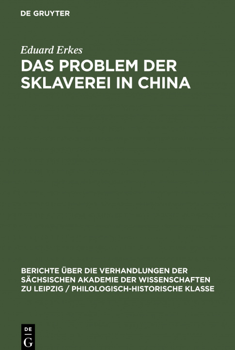 Boek Problem der Sklaverei in China Eduard Erkes