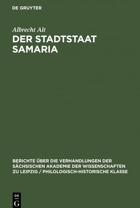 Knjiga Stadtstaat Samaria Albrecht Alt