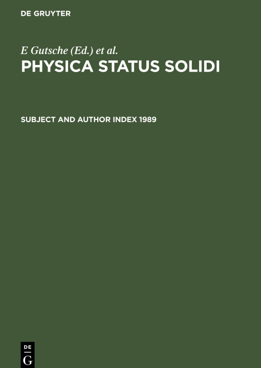 Knjiga Subject and Author Index 1989 K. Müller