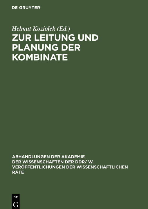 Knjiga Zur Leitung und Planung der Kombinate No Contributor