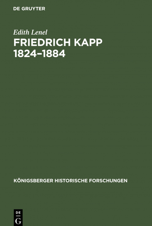 Βιβλίο Friedrich Kapp 1824?1884 Edith Lenel