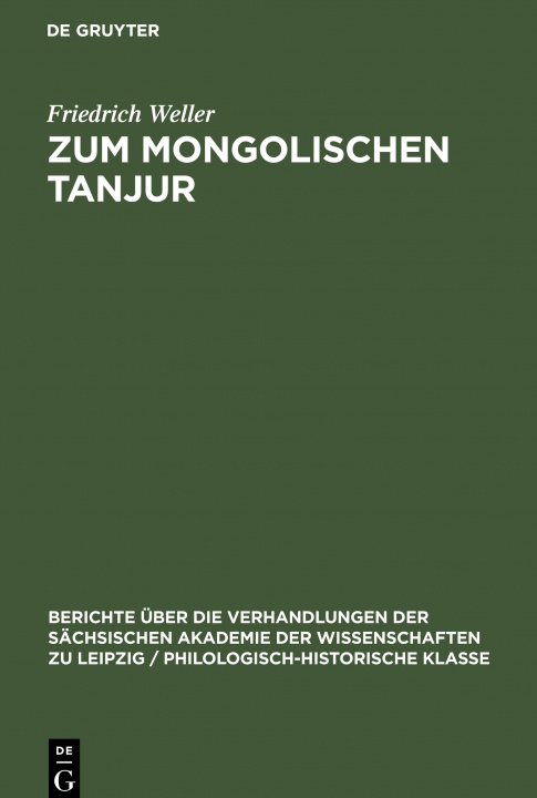 Könyv Zum Mongolischen Tanjur 