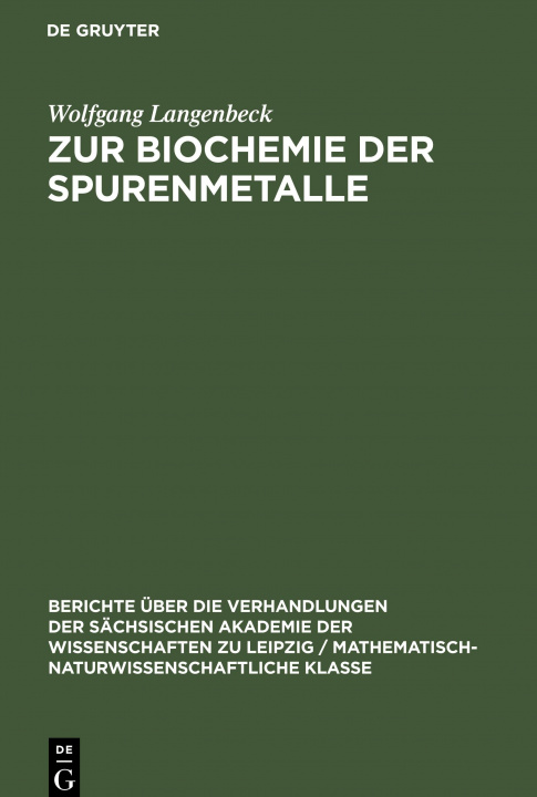 Buch Zur Biochemie der Spurenmetalle 