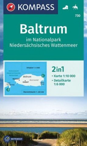 Nyomtatványok KOMPASS Wanderkarte 730 Baltrum im Nationalpark Niedersächsisches Wattenmeer 1:10000 1:10.000 