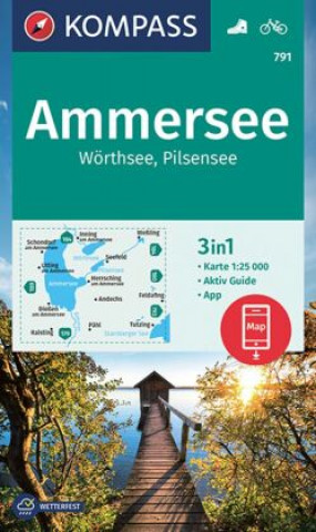 Pubblicazioni cartacee KOMPASS Wanderkarte 791 Ammersee, Wörthsee, Pilsensee 1:25.000 