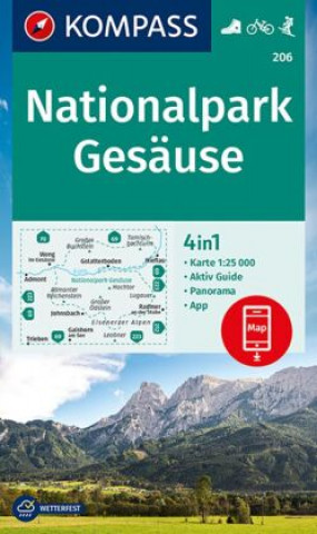 Nyomtatványok KOMPASS Wanderkarte 206 Nationalpark Gesäuse 1:25.000 