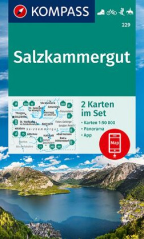 Prasa KOMPASS Wanderkarten-Set 229 Salzkammergut (2 Karten) 1:50.000 