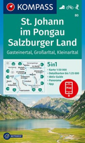 Tiskovina KOMPASS Wanderkarte 80 St. Johann im Pongau, Salzburger Land 1:50.000 