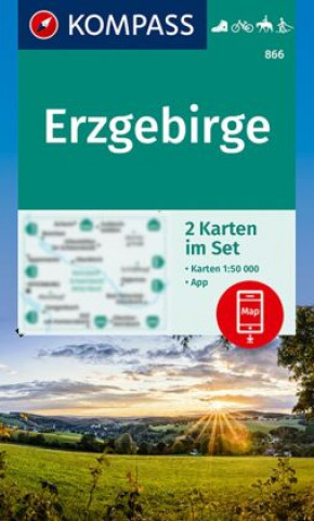 Nyomtatványok KOMPASS Wanderkarten-Set 866 Erzgebirge (2 Karten) 1:50.000 