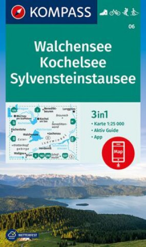 Nyomtatványok KOMPASS Wanderkarte 06 Walchensee, Kochelsee, Sylvensteinstausee 1:25.000 