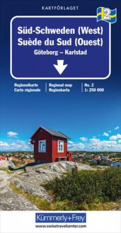 Tlačovina Süd-Schweden (West) Nr. 02 Regionalkarte Schweden 1:250 000 