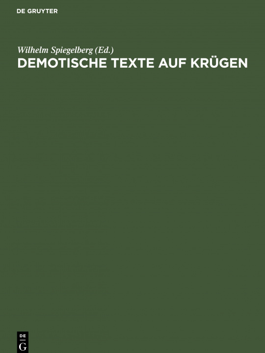 Könyv Demotische Texte auf Krugen 