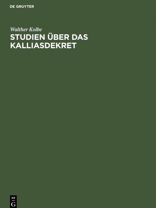 Книга Studien uber das Kalliasdekret 