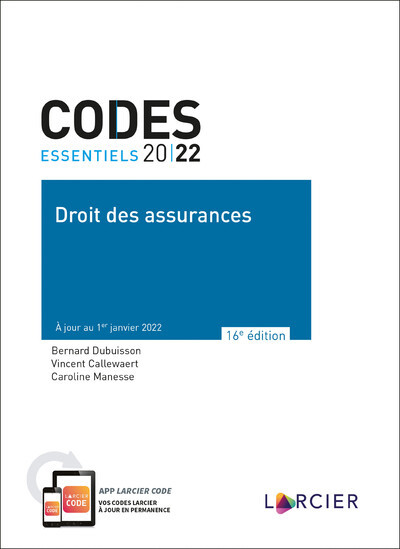 Carte Code essentiel - Droit des assurances Vincent Callewaert