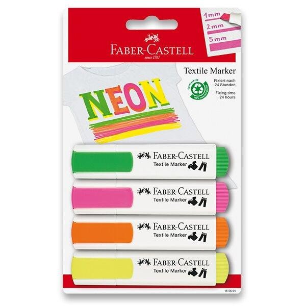 Artykuły papiernicze Faber - Castel Popisovače na textil neonové 4 ks 