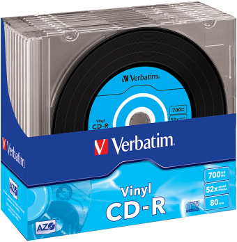 Digital VERBATIM CD-R AZO 700MB 52x Vinyl 10er SlimCase 