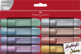 Joc / Jucărie Faber-Castell Textmarker TL 46 Metallic 8er Etui (gold, silver, rose, ruby, blue, green, red, violet) 