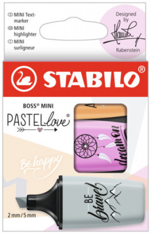 Játék Textmarker - STABILO BOSS MINI Pastellove 2.0 - 3er Pack - Seidengrau, frische Fuchsie, sanftes Orange 