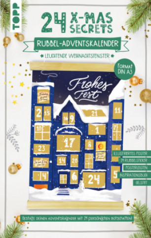 Calendar / Agendă 24 X-MAS SECRETS - Rubbel-Adventskalender - Leuchtende Weihnachtsfenster Silvano Beck