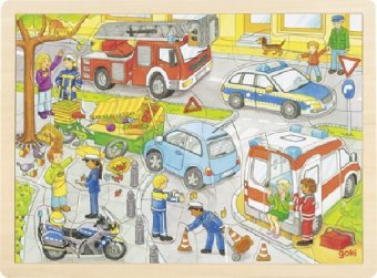 Hra/Hračka Dřevěné puzzle Policie 56 dílků goki