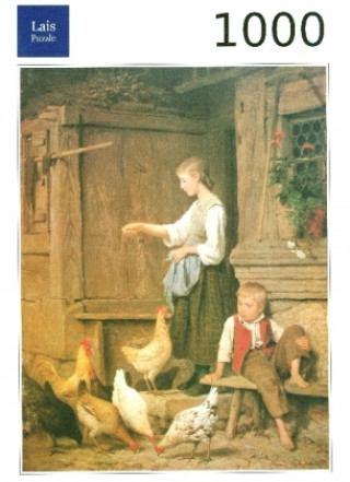 Spiel/Spielzeug Mädchen die Hühner fütternd (Puzzle) Albert Anker