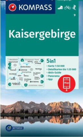 Nyomtatványok KOMPASS Wanderkarte 9 Kaisergebirge 1:50.000 KOMPASS-Karten GmbH