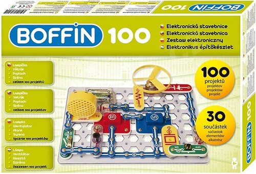 Hra/Hračka Stavebnice Boffin 100 elektronická 100 projektů na baterie 30ks v krabici 