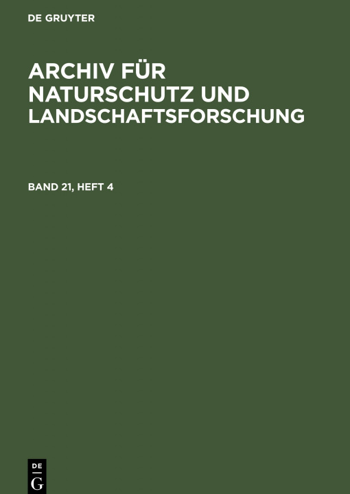 Könyv Archiv fur Naturschutz und Landschaftsforschung 