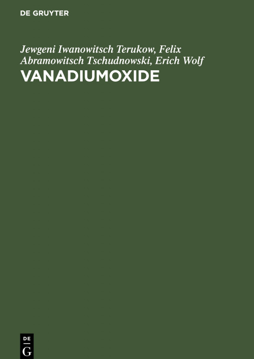 Könyv Vanadiumoxide Felix Abramowitsch Tschudnowski