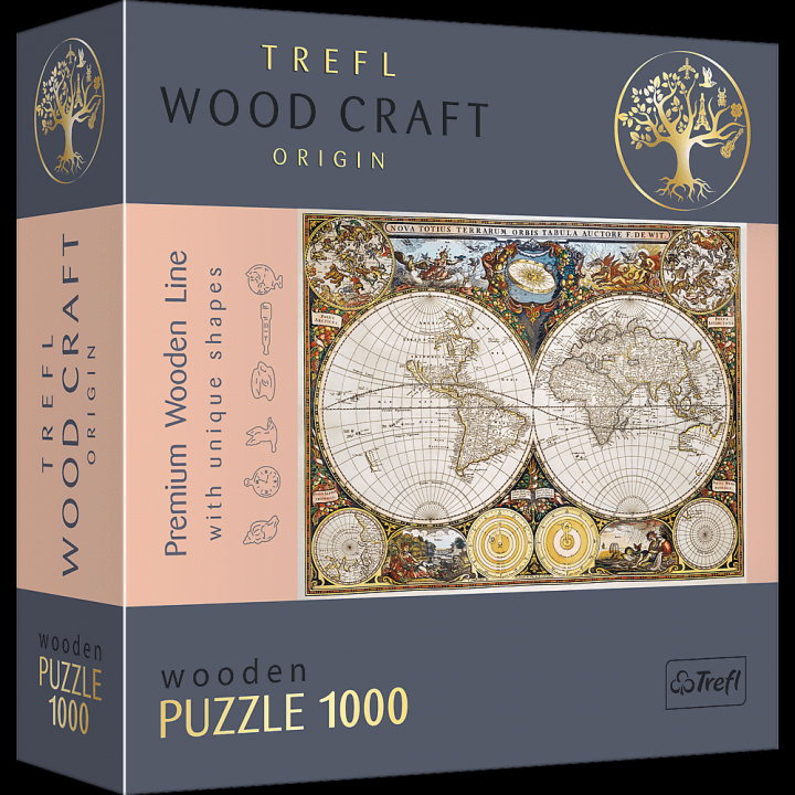 Játék Dřevěné puzzle Antická mapa světa 1000 dílků 