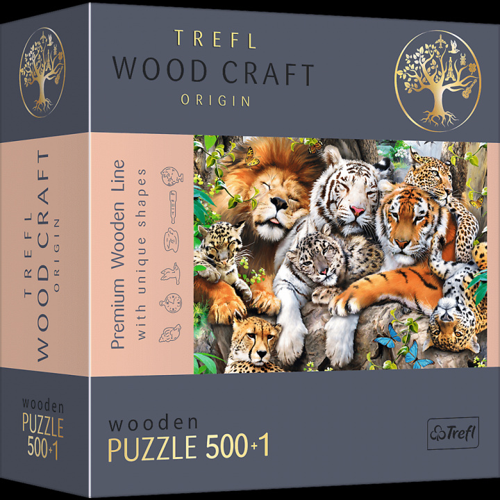 Hra/Hračka Dřevěné puzzle Divoké kočky v džungli 501 dílků 
